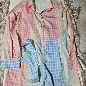 Pastel Gingham Tie-Waist Jumpsuit / Romper